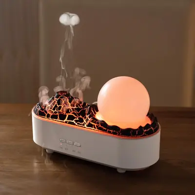 Lava Flame Design Aroma Diffuser, USB Powered 3D Rock Design Aroma Diffuser, Desktop Air Humidifiers with Night Light, Home D...