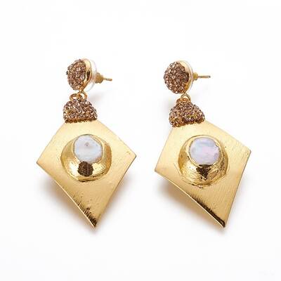 Natural Pearl Dangle Stud Earrings