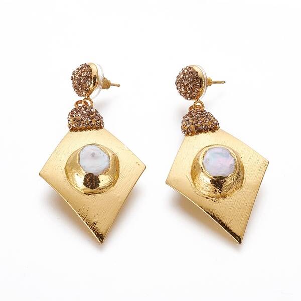 Natural Pearl Dangle Stud Earrings