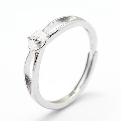 Anti-Tarnish Adjustable Rhodium Plated 925 Sterling Silver Ring Components
