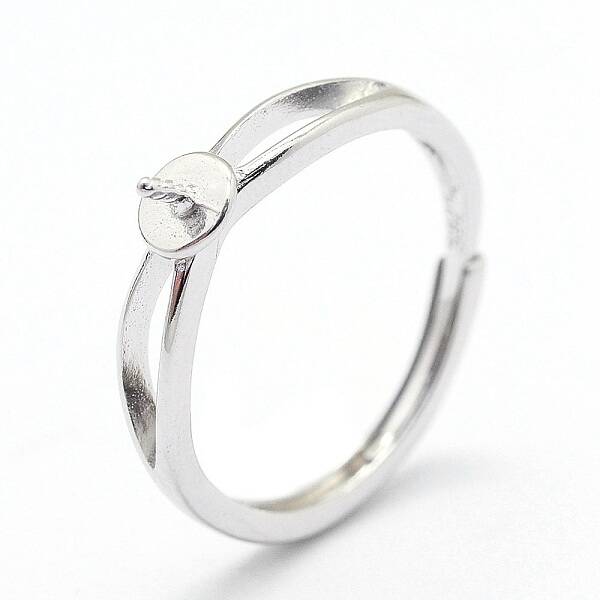 Anti-Tarnish Adjustable Rhodium Plated 925 Sterling Silver Ring Components