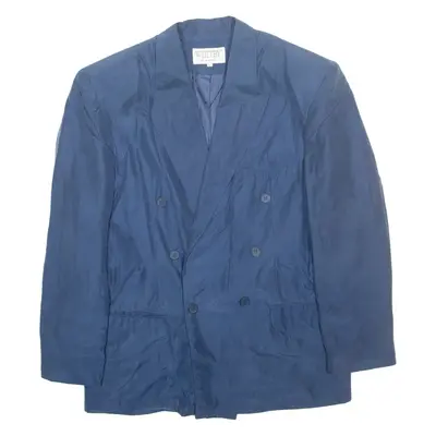 WHITBY Mens Blazer Jacket Blue Silk L
