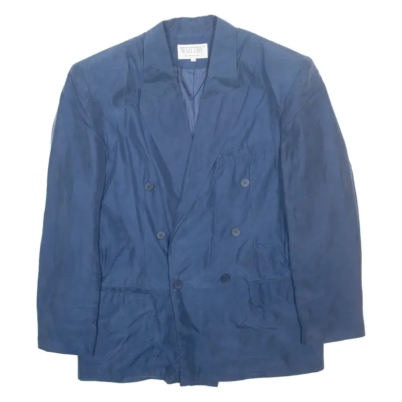 WHITBY Mens Blazer Jacket Blue Silk L