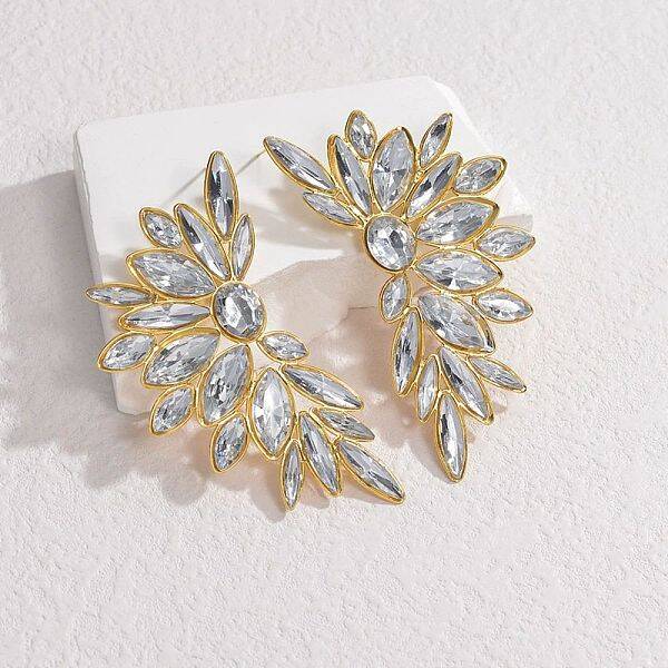304 Stainless Steel Glass Stud Earrings for Women