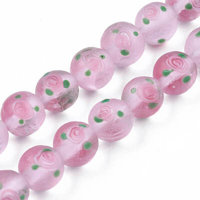 Handmade Frosted Lampwork Beads Strands