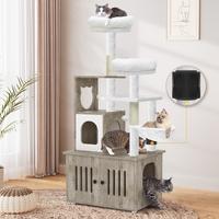 【Springtok】DWVO Cat Tree with Litter Box Enclosure, 2-in-1 Cat Furniture, Modern Cat Condo, Indoor Cat Tower with Wood Ho...