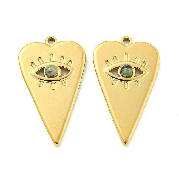 Natural African Turquoise(Jasper) Heart Eye Pendants