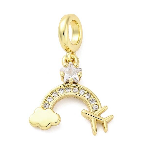 Brass Micro Pave Cubic Zirconia European Dangle Charms