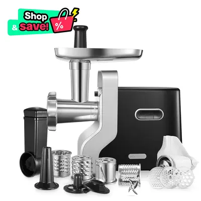 Heavy Duty Electric Meat Grinder, 3000W Max, 5 in 1 Sausage Stuffer, 3 Stainless Steel Grinding Plates, 5 Pounds/Min