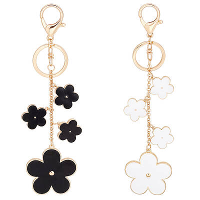 2Pcs 2 Colos Alloy Enamel Keychain