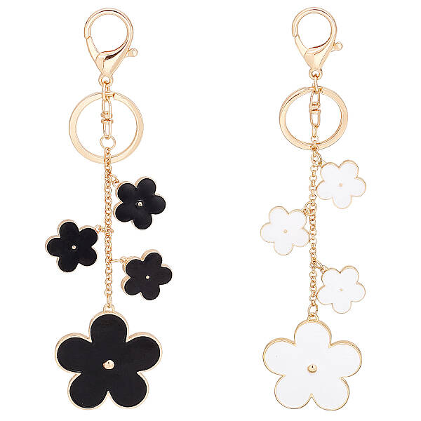 2Pcs 2 Colos Alloy Enamel Keychain