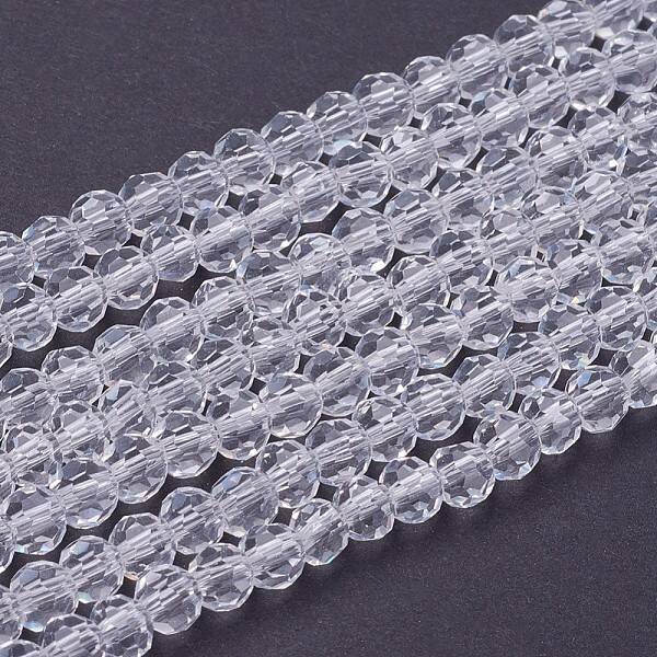 Faceted(32 Facets) Round Glass Beads Strands