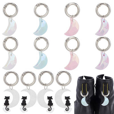 6Pcs 6 Style Moon Acrylic Pendant Shoe Charms