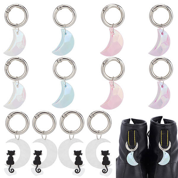 6Pcs 6 Style Moon Acrylic Pendant Shoe Charms