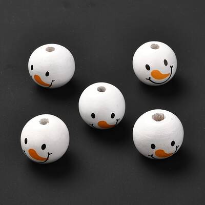 Printed Wood European Beads