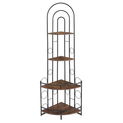 Fan-Shaped Corner Storage Shelves,4-Tier Corner Shelf,Corner Shelves for Storage and Display,Corner Ladder Shelf for Living R...