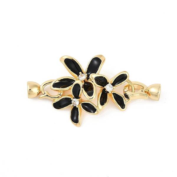Brass Micro Pave Clear Cubic Zirconia Fold Over Clasps