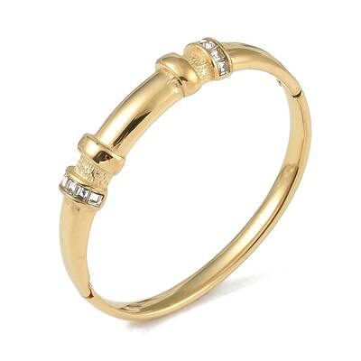 304 Stainless Steel Crystal Rhinestone Hinged Bangles for Women