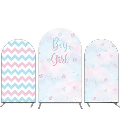 Aperturee Pink Blue Heart Waves Gender Reveal Arch Backdrop Kit | Chiara Wall Backdrop Diy | Custom Arched Wall Covers | Cust...