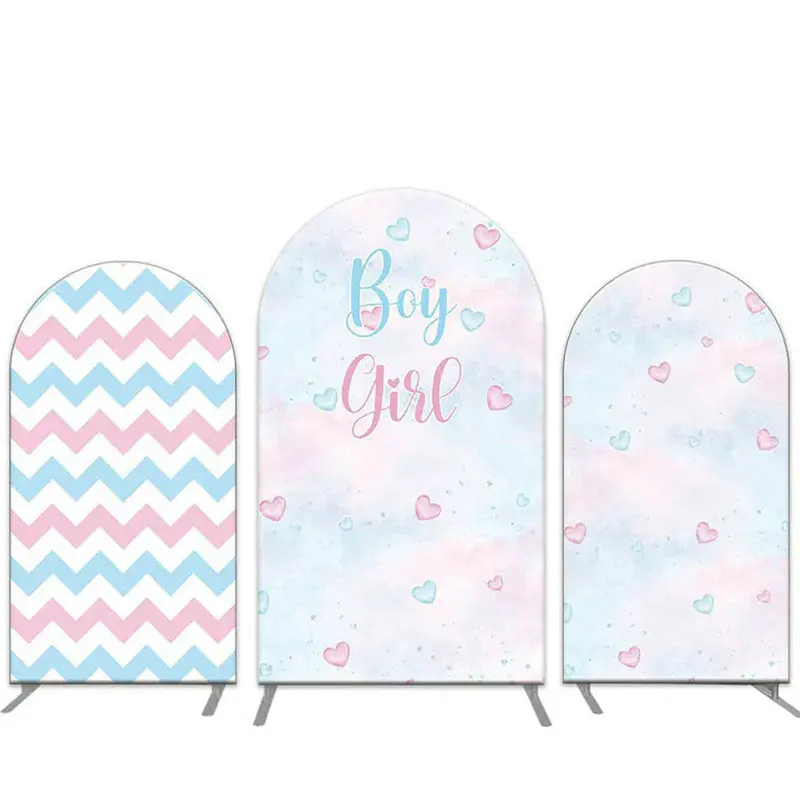 Aperturee Pink Blue Heart Waves Gender Reveal Arch Backdrop Kit | Chiara Wall Backdrop Diy | Custom Arched Wall Covers | Cust...