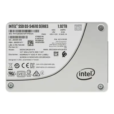 Intel SSDSC2KG019T8 | D3 S4610 1.92TB Triple-Level Cell SATA 6Gb/s 2.5-Inch Solid State Drive