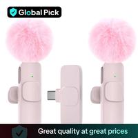 Professional Wireless Lavalier Microphone, USB Rechargeable Wireless Microphone, Plug-Play Lapel Mic for Video Recording, Tea...