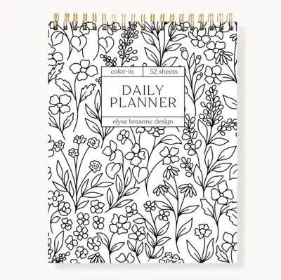 Color-In Spiral Daily Planner Notepad with Top Spiral and Coloring Page Border