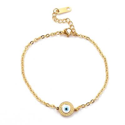304 Stainless Steel Evil Eye Link Bracelets