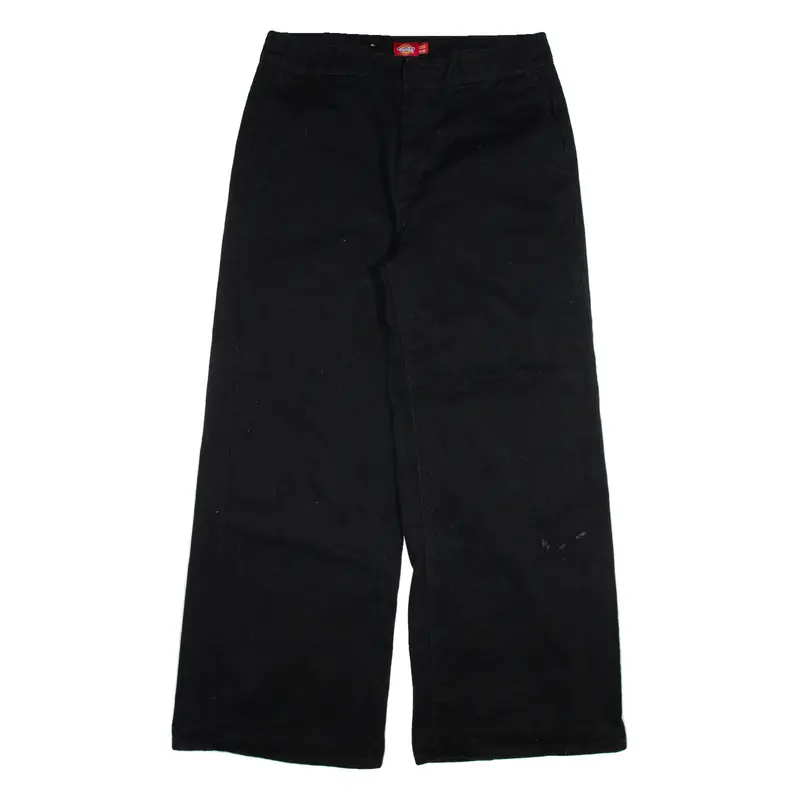DICKIES Womens Trousers Black Relaxed Wide-Leg W34 L32
