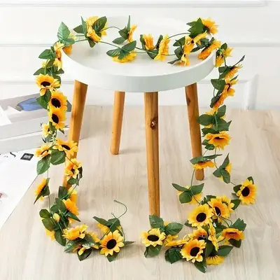 Artificial Flower Hanging Vines, 1 Count Sunflower Decoration Rattan, Floral Rattan for Wall, Patio, Garden, Outdoor, Home De...