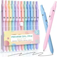 Gel Pens, 12 Count 0.5mm Fine Point Aesthetic, Quick Dry No Smudge, Smooth Writing Comfortable Grip, Cute Black Ink for Journ...