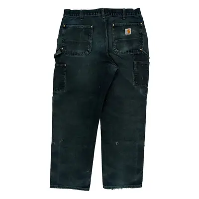 Carhartt Double Knee Carpenter Trousers - 34W 28L Dark Wash Cotton | Size: 34″ waist