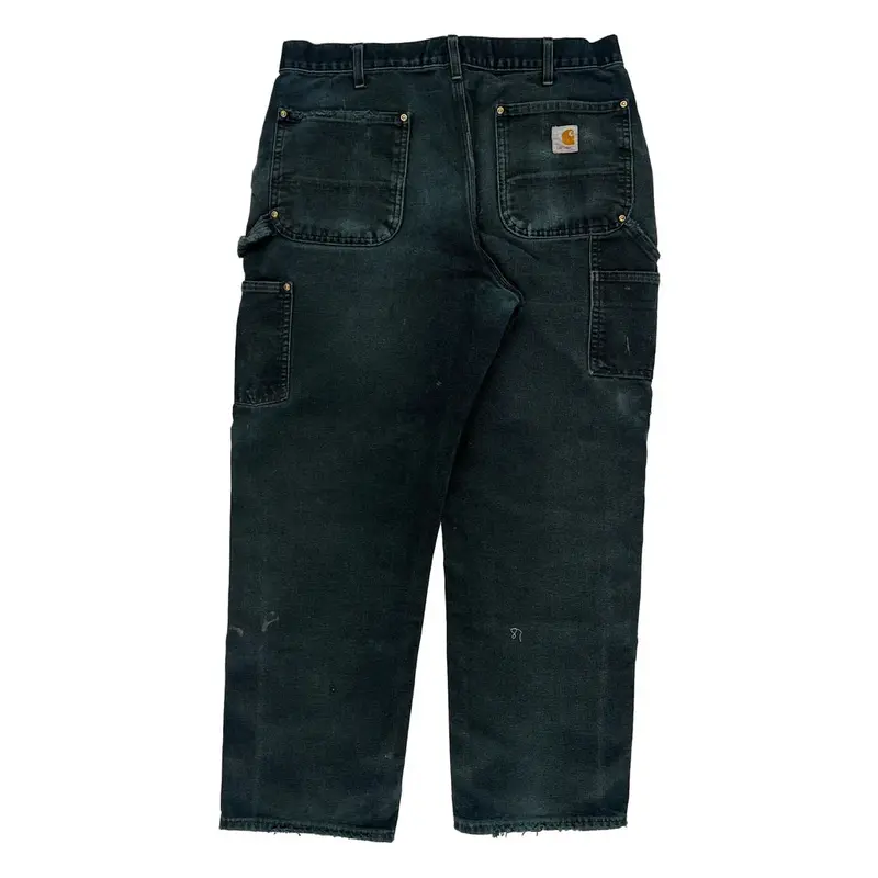 Carhartt Double Knee Carpenter Trousers - 34W 28L Dark Wash Cotton | Size: 34″ waist