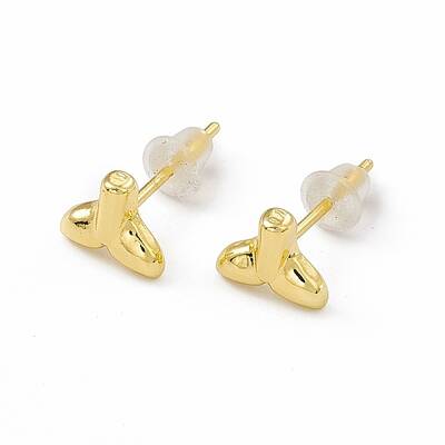 Brass Whale Tail Shape Stud Earrings for Women