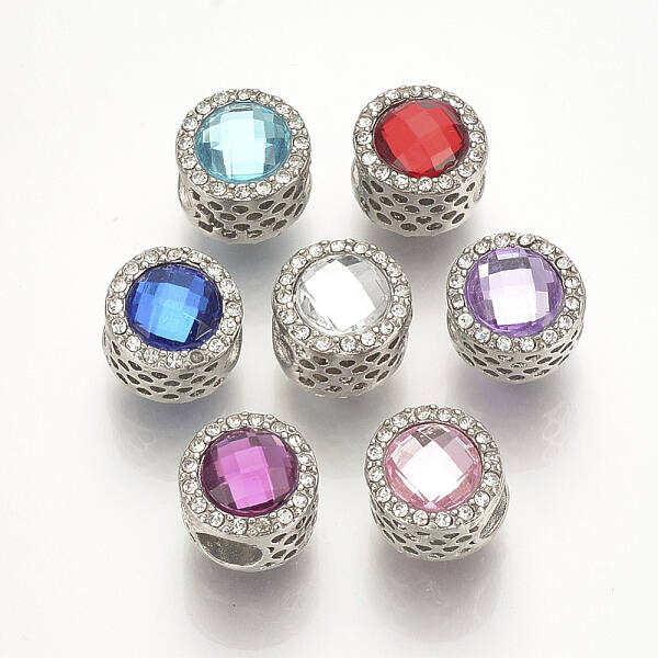 Alloy Rhinestone European Beads