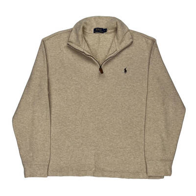 Ralph Lauren 1/4 Zip - Large Beige Cotton