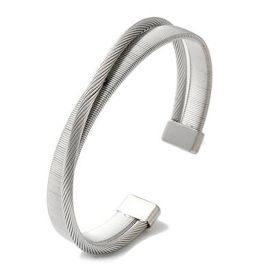 Stainless Steel Cross Open Cuff Bangles for Women