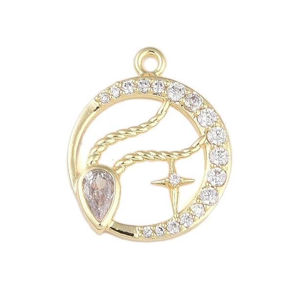 Brass Micro Pave Clear Cubic Zirconia Pendants