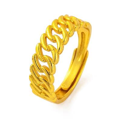 Brass Curb Chain Adjustable Rings for Women
