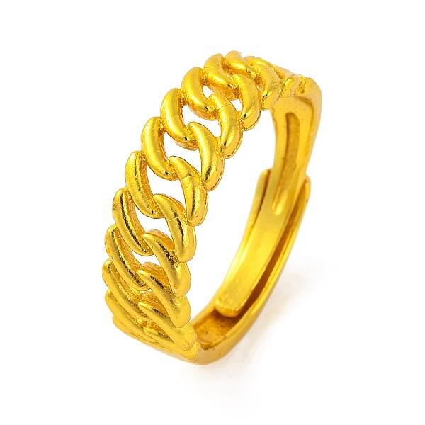 Brass Curb Chain Adjustable Rings for Women
