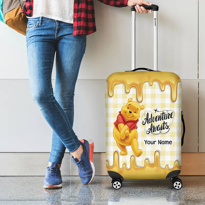 Personalized Winnie The Pooh Adventure Await Luggage Cover