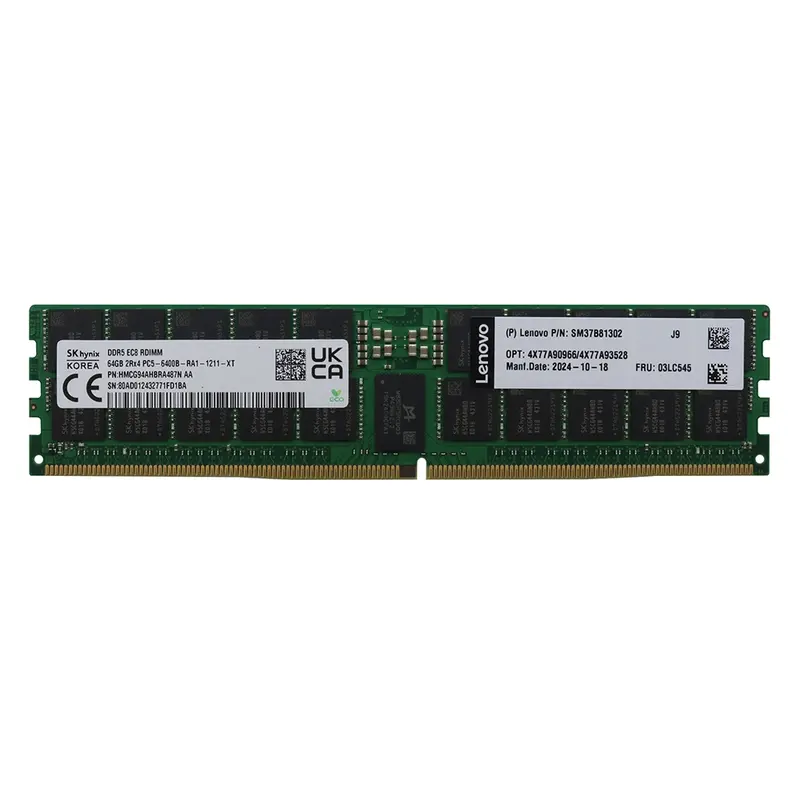 Lenovo 4X77A90966 | 64GB DDR5-6400MHz ECC Registered CL52 288-Pin RDIMM 1.1V 2Rx4 Memory Module