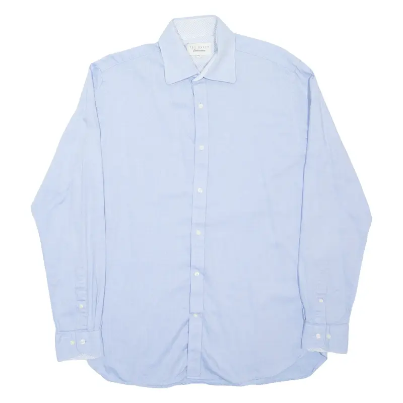 TED BAKER Endurance Mens Plain Shirt Blue Long Sleeve M
