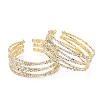 Iron Alloy Rhinestone Cuff Bangles