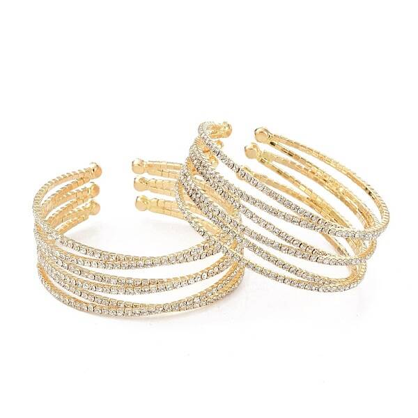 Iron Alloy Rhinestone Cuff Bangles