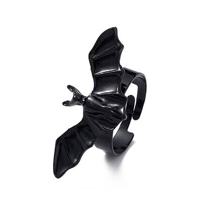 Halloween Themed Alloy Bat Adjustable Ring for Woman