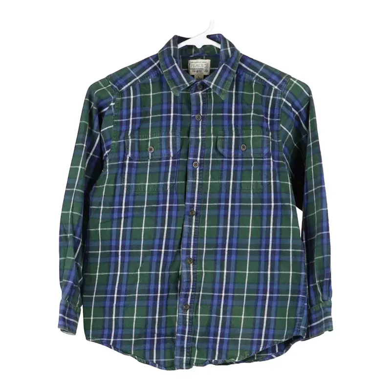 Age 10-12 Place Checked Shirt - Large Green Cotton