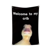 Welcome To My Crib Letter & Duck Pattern Tapestry, Funny Flags for Room Decor, Wall Hanging Decor for Living Room & Bedroom, ...