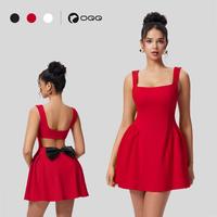 OQQ Women's Square Neck Sleeveless Bowknot Dress Backless Design Summer Wear Butterfly Soft Stretched Soft Fabric for Dating ...