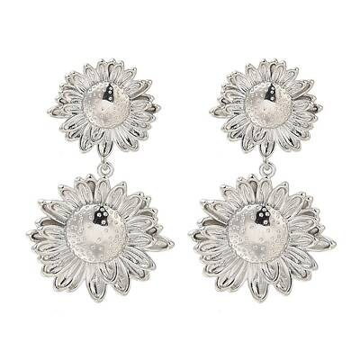 Rack Plating Flower Brass Stud Earrings